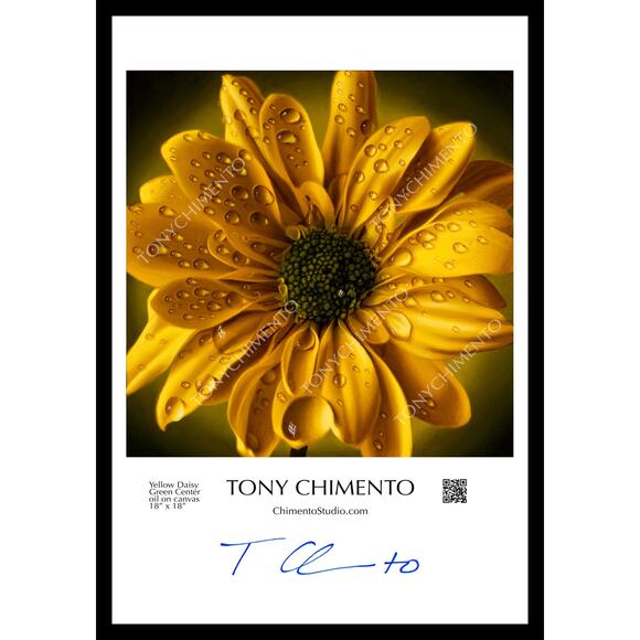 Yellow Daisy, Green Center by Tony Chimento Signed Art Poster 13"x19" - Picture 1 of 1